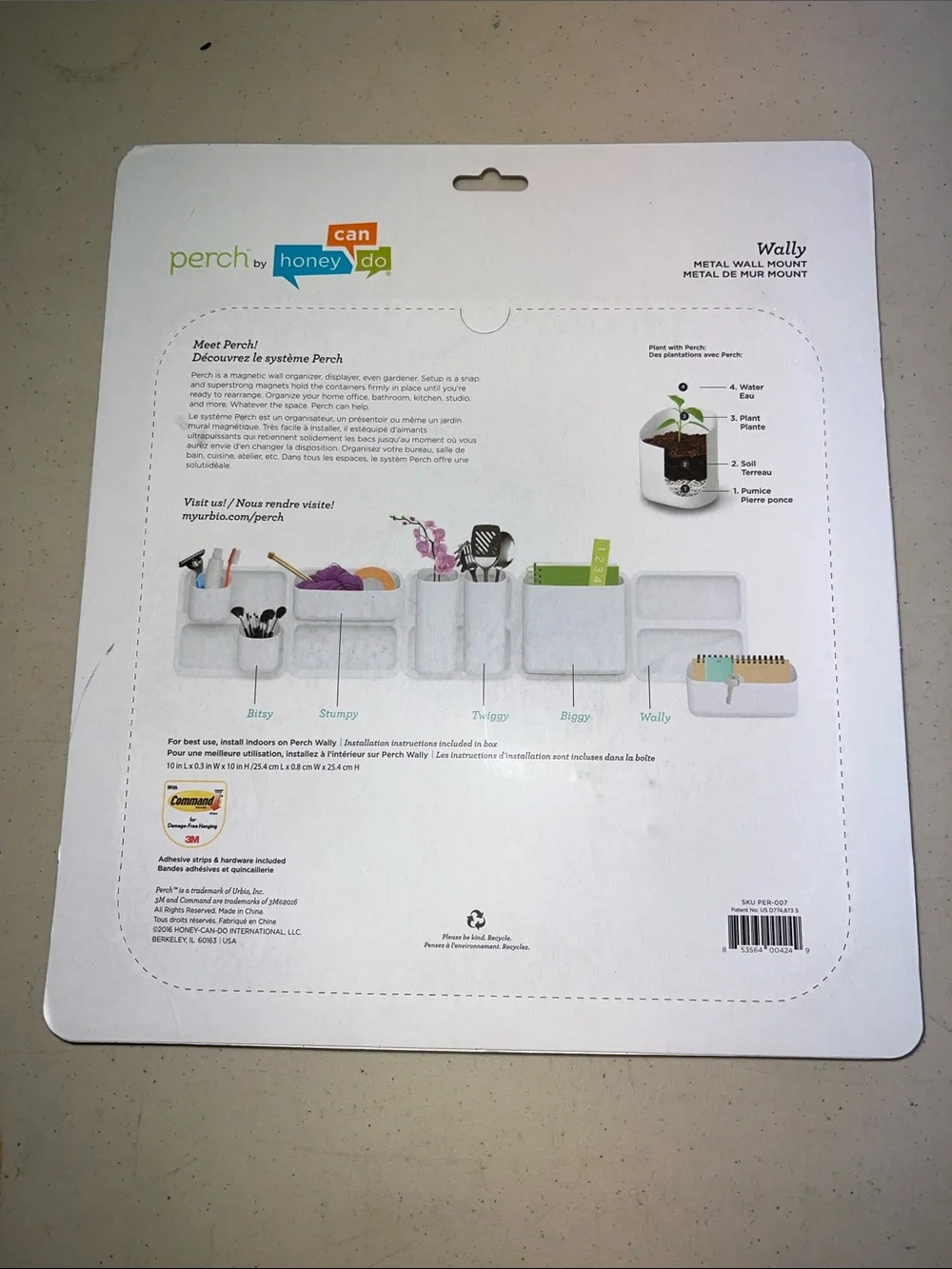 Perch by Can Do Honey Do Wally Metal Wall Mount - White